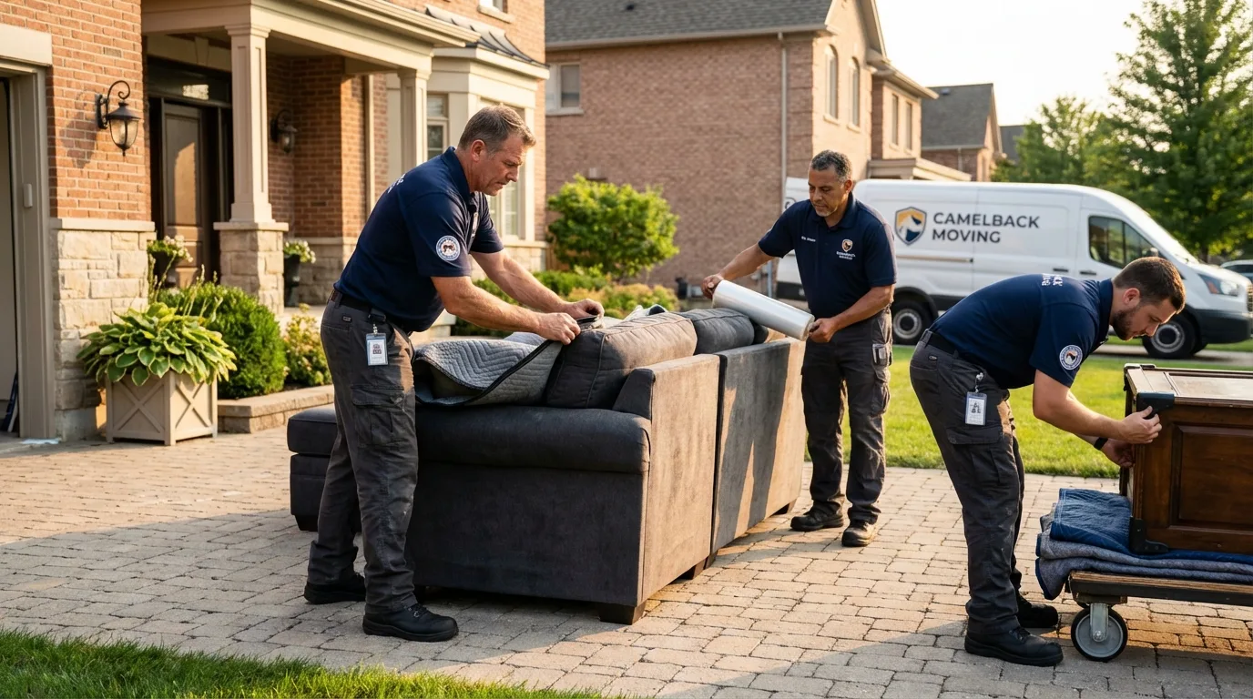Large estate moving crew wrapping furniture in Jeannette, PA