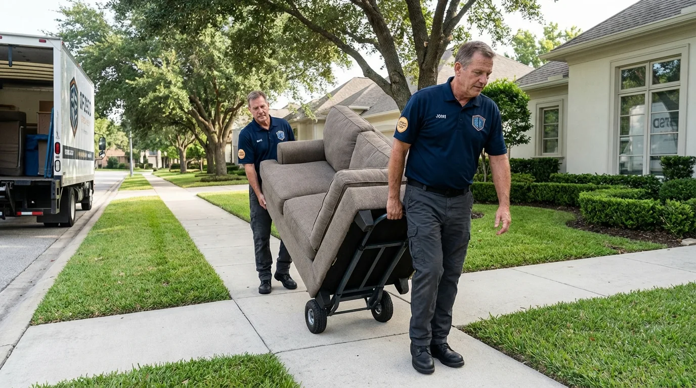 Local residential moving crew loading furniture in Jeannette, PA